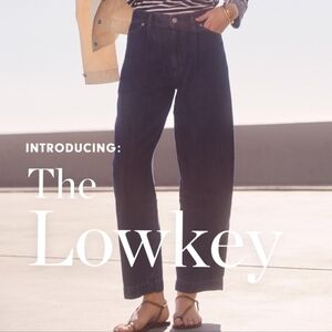 AYR The Lowkey Dark Wash Wide Leg Jeans Cotton Linen Blend Sz 31